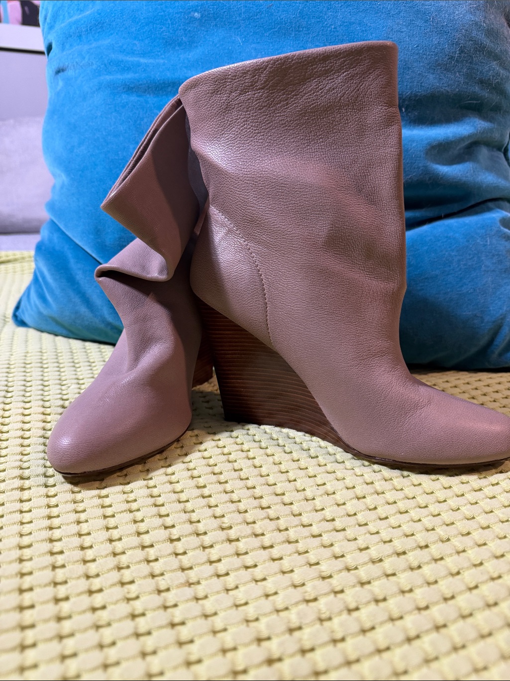 Michael Kors Taupe Leather Wedge Ankle Boots